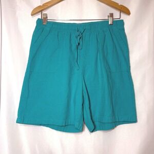 Vintage Basic Editions Teal Cotton Drawstring Shorts High Rise Medium
